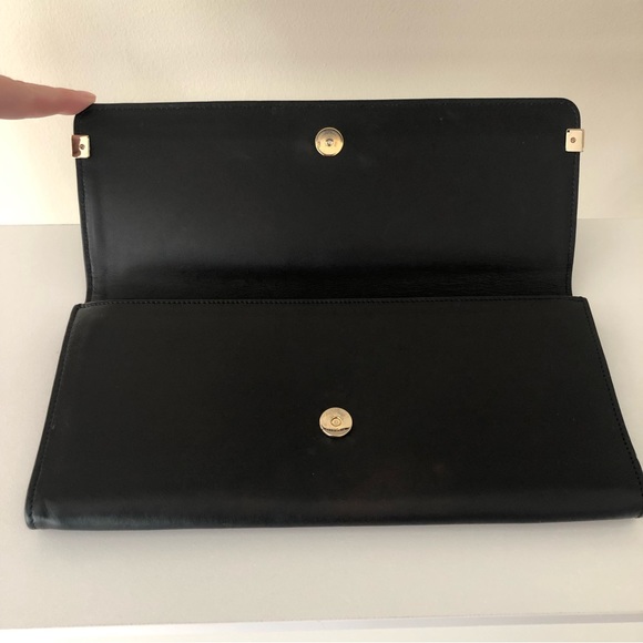 Gucci Rare Black Leather and Gold Bamboo Flap Clutch Bag - Picture 10 of 16